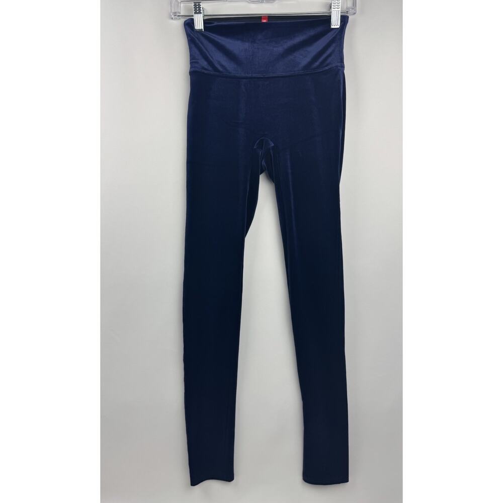Spanx Women Blue Velvet Velour High Waist Soft Comfort Leggings Size Small
